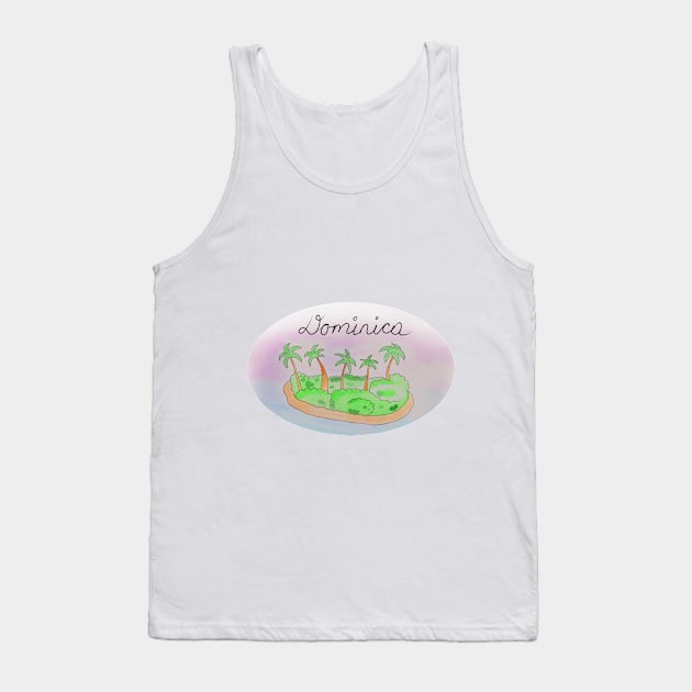 Dominica watercolor Island travel, beach, sea and palm trees. Holidays and vacation, summer and relaxation Tank Top by grafinya
